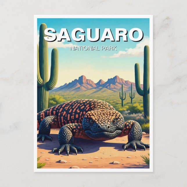 Cartão Postal Parque Nacional Gila Monster Saguaro Souvenir (Frente)
