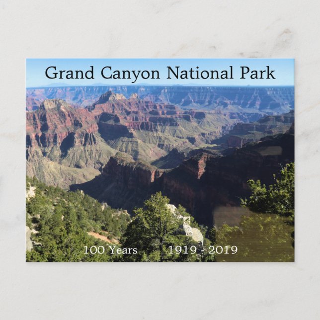 Cartão Postal Parque Nacional Grand Canyon, 100 Anos (Frente)