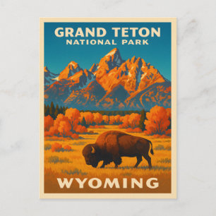 Cartão Postal Parque Nacional Grand Teton da Viagens vintage Ret