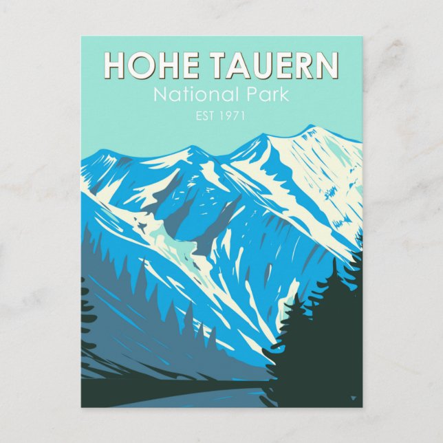 Cartão Postal Parque Nacional Hohe Tauern Áustria Vintage (Frente)