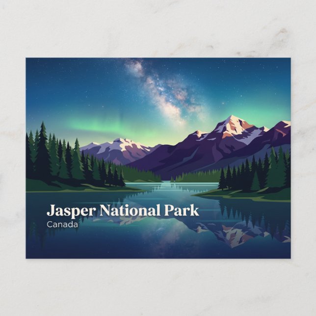 Cartão Postal Parque Nacional Jasper à Noite Canadá (Frente)