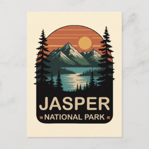 Cartão Postal Parque Nacional Jasper Design de Montanha Vintage