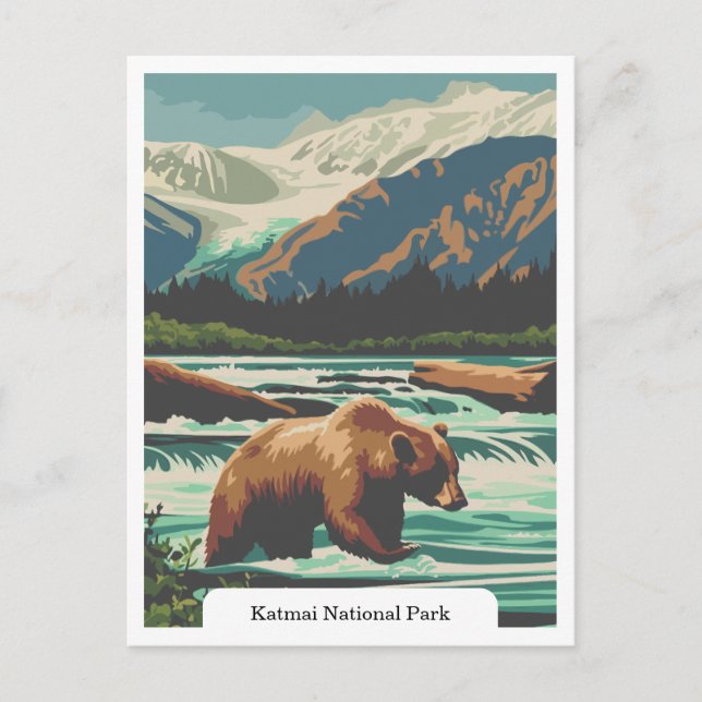 Cartão Postal Parque Nacional Katmai, Alasca, EUA (Frente)