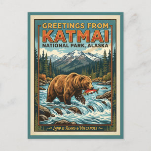 Cartão Postal Parque Nacional Katmai Alaska Retro