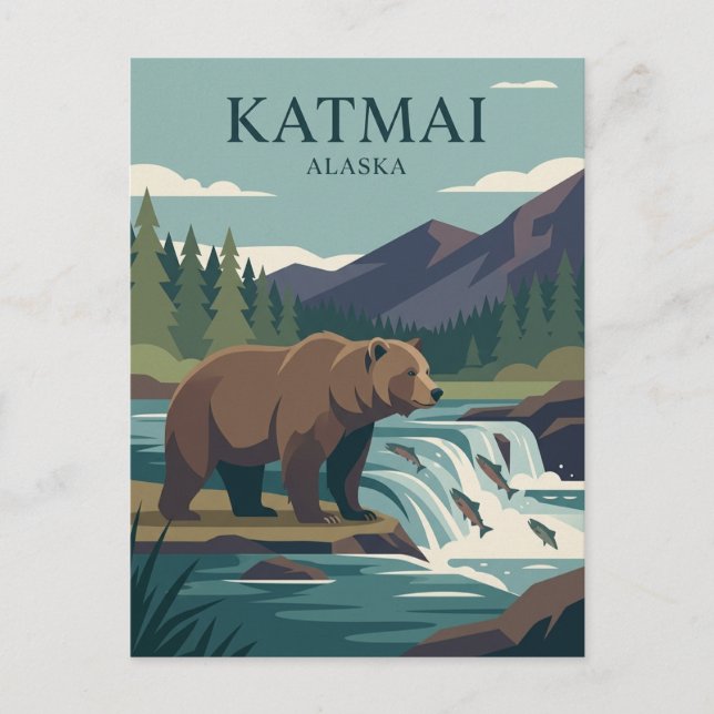 Cartão Postal Parque Nacional Katmai EUA (Frente)