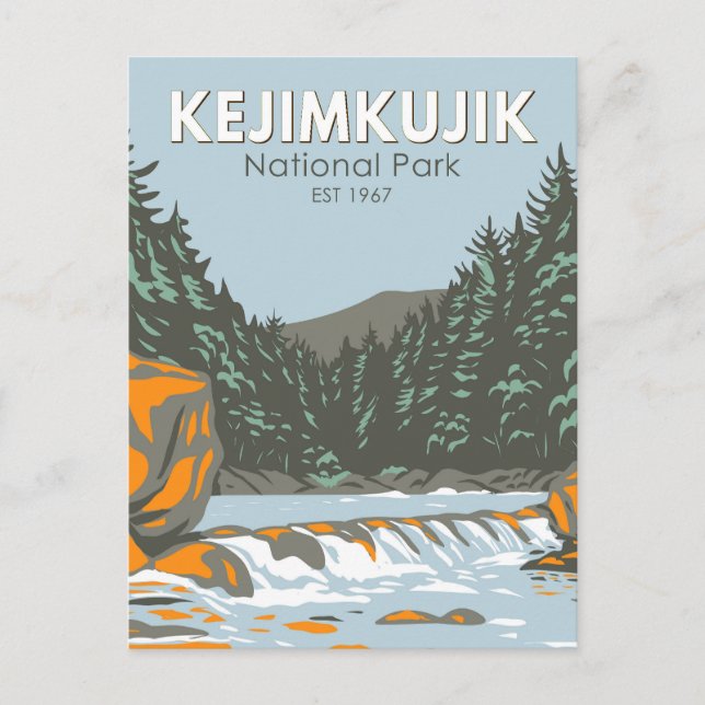 Cartão Postal Parque Nacional Kejimkujik Canadá Vintage Art (Frente)