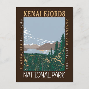 Cartão Postal Parque Nacional Kenai Fjords Alasca Desgastado Ret