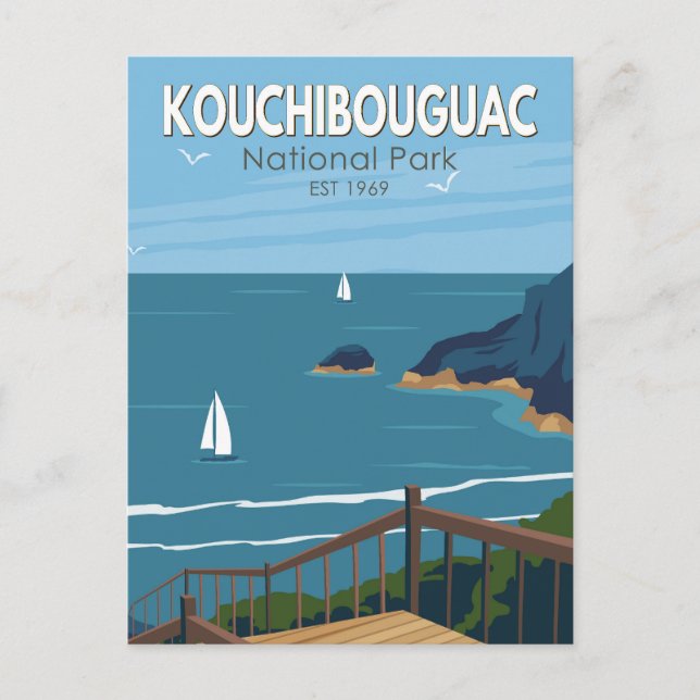 Cartão Postal Parque Nacional Kouchibouguac Canadá Vintage Art (Frente)
