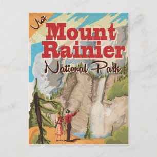 Cartão Postal parque nacional Mount Rainier Cartaz de Viagem Ant