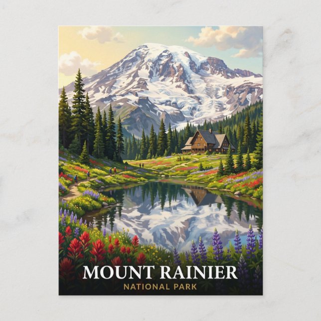 Cartão Postal Parque Nacional Mount Rainier Washington (Frente)