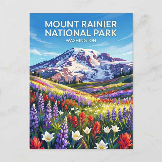 Cartão Postal Parque Nacional Mount Rainier Washington (Frente)