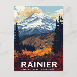 Cartão Postal Parque Nacional Mt Rainier Cores de Outono