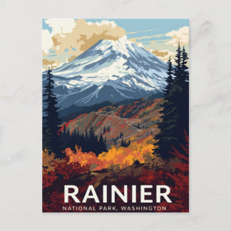 Cartão Postal Parque Nacional Mt Rainier Cores de Outono