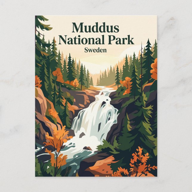 Cartão Postal Parque Nacional Muddus Suécia (Frente)