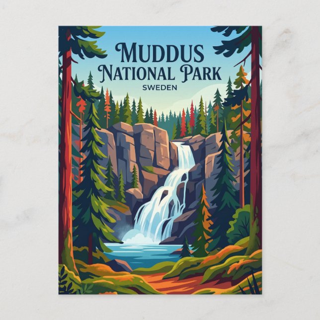 Cartão Postal Parque Nacional Muddus Suécia (Frente)