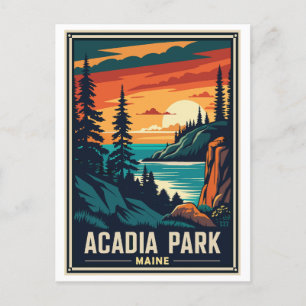 Cartão Postal Parque Nacional Retro Acadia
