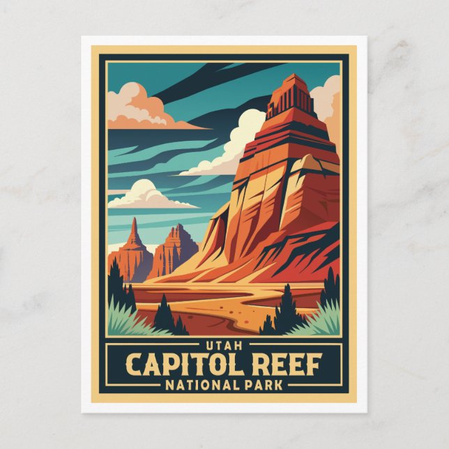 Cartão Postal Parque Nacional Retro Capitol Reef (Frente)