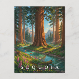 Cartão Postal Parque Nacional Sequoia Califórnia Floresta Viagem
