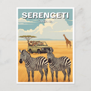 Cartão Postal Parque Nacional Serengeti Tanzânia Zebras
