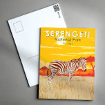 Cartão Postal Parque Nacional Serengeti Zebra Viagem Art Vintage<br><div class="desc">Trabalho de arte de vetor serengeti. O Serengeti é conhecido pela maior migração anual de animais do mundo.</div>