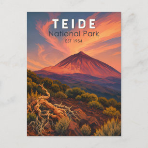 Cartão Postal Parque Nacional Teide Espanha Ilustração Arte Viag
