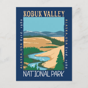 Cartão Postal Parque Nacional Vale Kobuk Alasca Retro Desgastado
