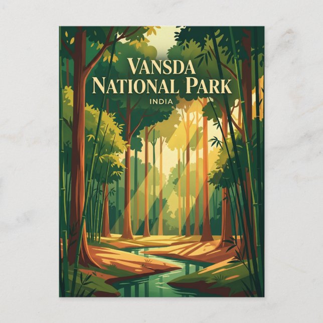 Cartão Postal Parque Nacional Vansda Índia (Frente)