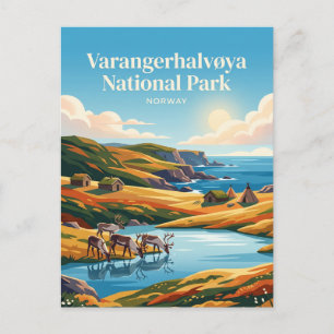Cartão Postal Parque Nacional Varangerhalvøya Noruega