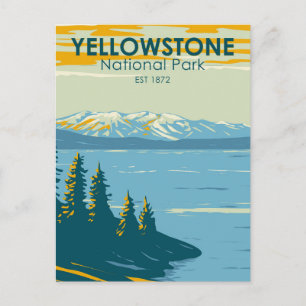 Cartão Postal Parque Nacional Yellowstone Lago Vintage