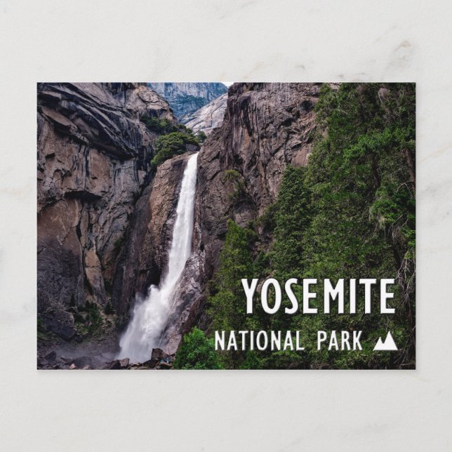 Cartão Postal Parque Nacional Yosemite California Waterfall (Frente)