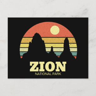 Cartão Postal Parque Nacional Zion Moderno Sudeste de Utah Preto