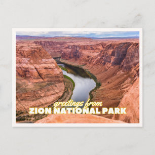 Cartão Postal Parque Nacional Zion Retro Vintage Viagens EUA