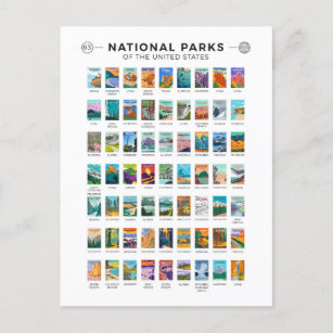 Cartão Postal Parques Nacionais da Lista dos Estados Unidos Vint