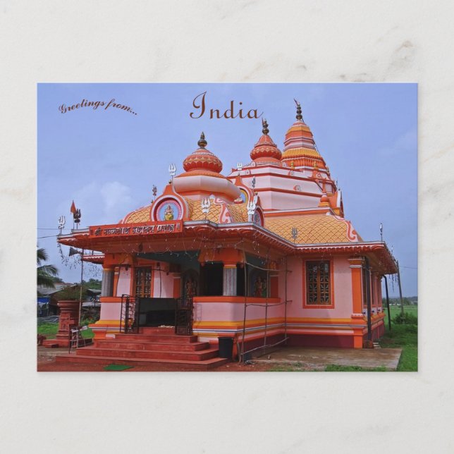 Cartão Postal Parra Mahadev Temple Goa Índia (Frente)