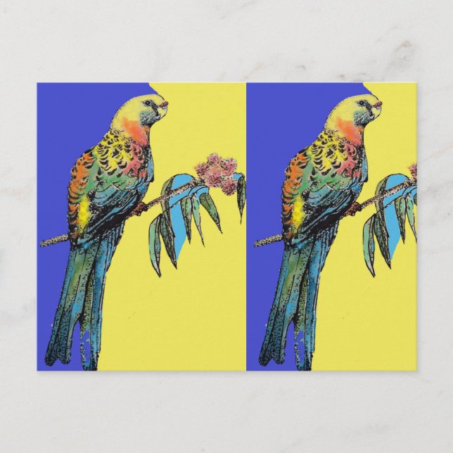 Cartão Postal Parrot Rosella Watercolor (Frente)
