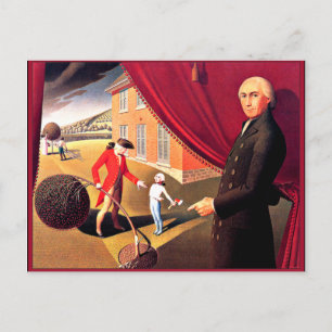 Cartão Postal Parson Weem's Fable, belas artes por Grant Wood