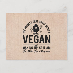 Cartão Postal Parte mais difícil de Vegan, Leite as amêndoas, En