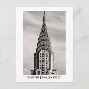 Cartão Postal Parte superior do edifício Chrysler NYC - B&W