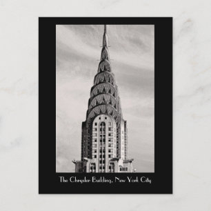 Cartão Postal Parte superior do edifício Chrysler NYC - B&W