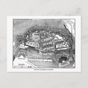 Cartão Postal Partenon no Mapa de Atenas