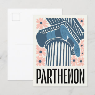 Cartão Postal Parthenon Athens Grécia viagem abstrato floral art