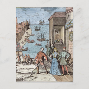 Cartão Postal Partida de Columbus com Ferdinand e