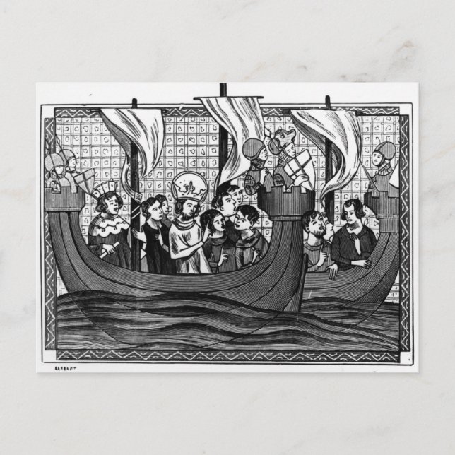 Cartão Postal Partida de Ruas, Louis para a Cruzada (Frente)