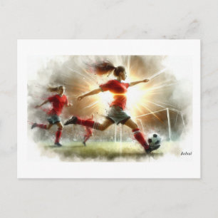 Cartão Postal Partida Dinâmica de Futebol Feminino,