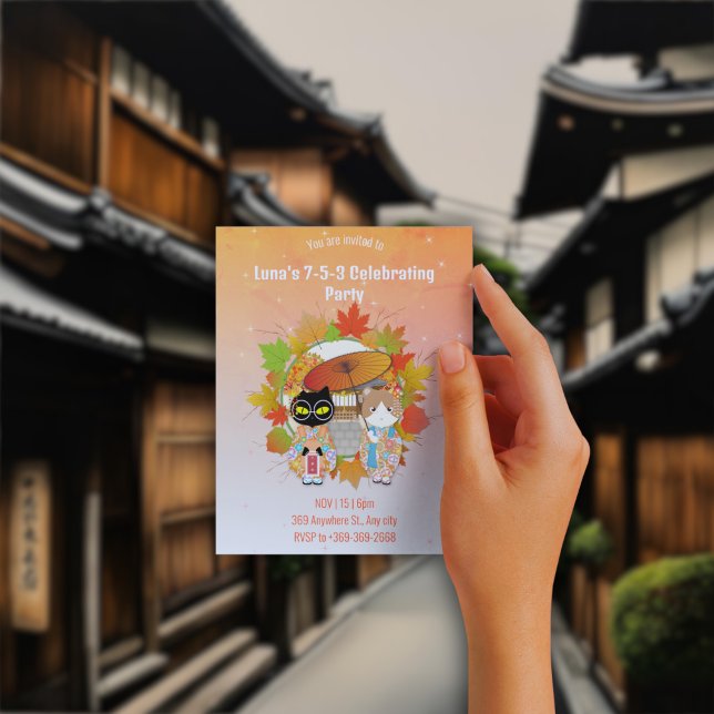 Cartão Postal Partido Celebrante 7-5-3 de Poiluna (Poiluna's 7-5-3 Celebrating Party Postcard)