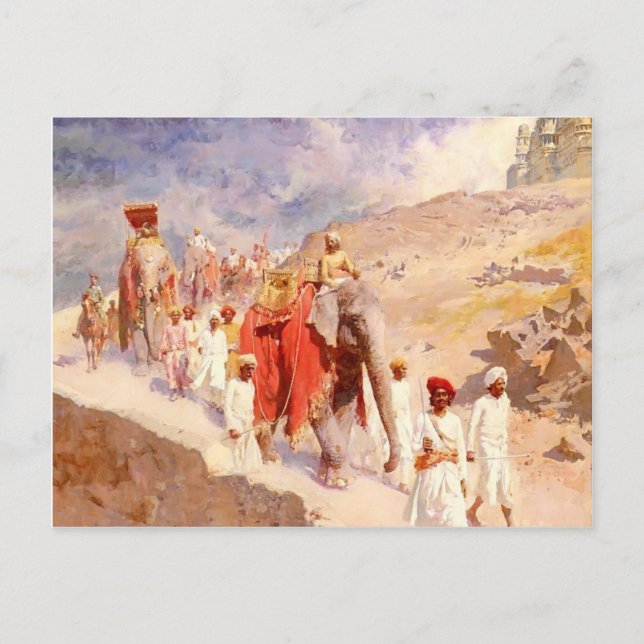 Cartão Postal Partido da Caça Indiana por Edwin Lord Weeks (Frente)