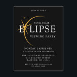 Cartão Postal Partido de Visualização do Eclipse Solar Total Pre<br><div class="desc">Apresentando nosso Convite de festas de Visualização do Eclipse Solar Total 2024, preto e Dourado, uma forma elegante e exclusiva de celebrar esse evento celeste. Adorado com sotaques de ouro a preto e a brilhar, esse convite dá tom a um encontro sofisticado sob o espetáculo cósmico do eclipse solar total....</div>