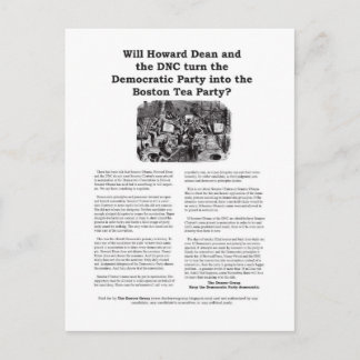 Cartão Postal Partido Democrático ou Partido do Tea de Boston