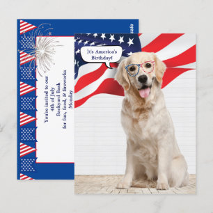 Cartão Postal Partido do ouro Retriever 4 de julho