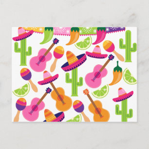 Cartão Postal Partido Fiesta Sombrero Cactus Limões Peppers Mar